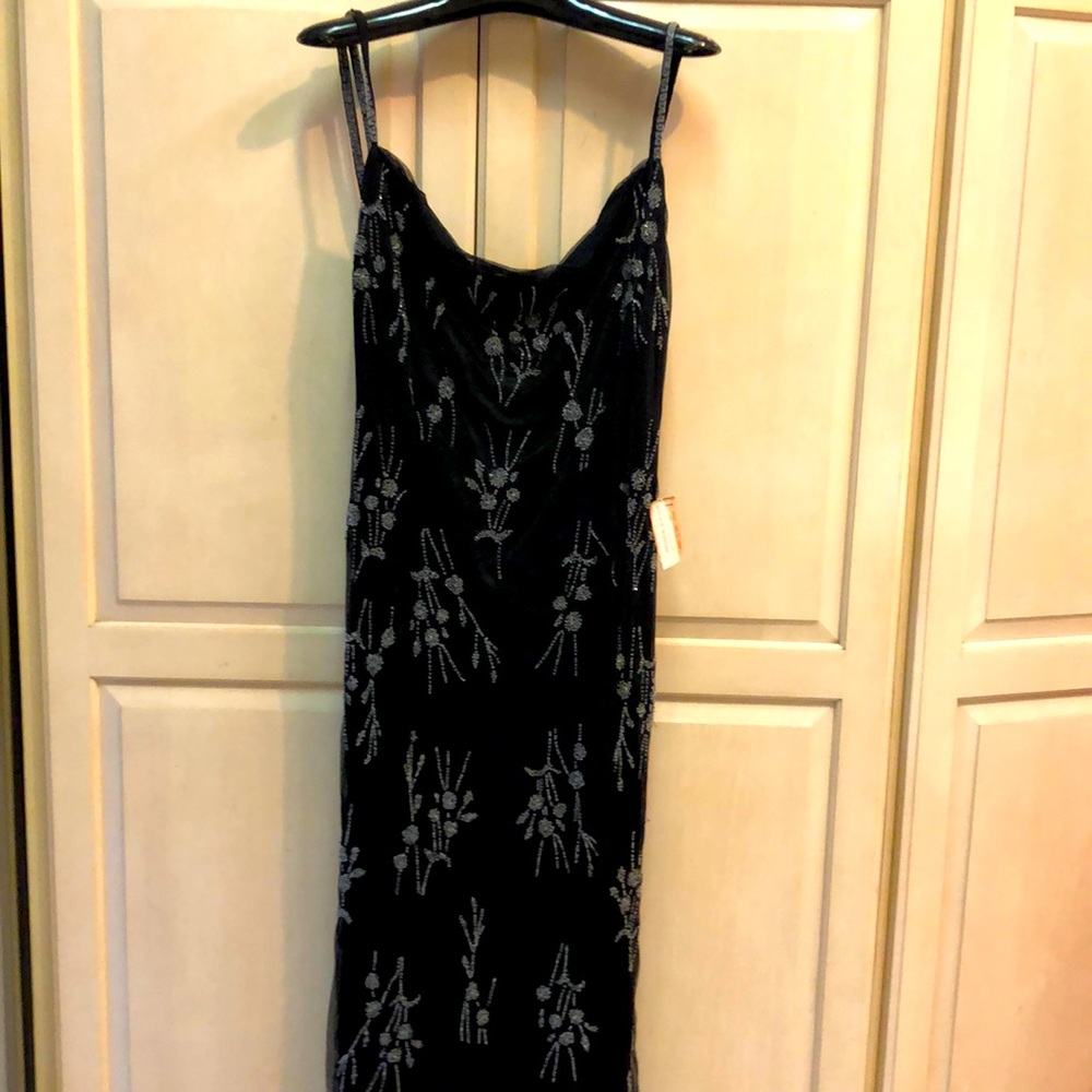Ladies Black Beaded Evening Dress